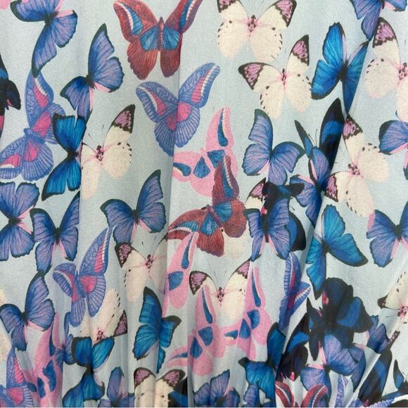 Blue Silk Butterfly Taylor Swift Lover Fit Flare Dress Size 6 - Picture 4 of 12